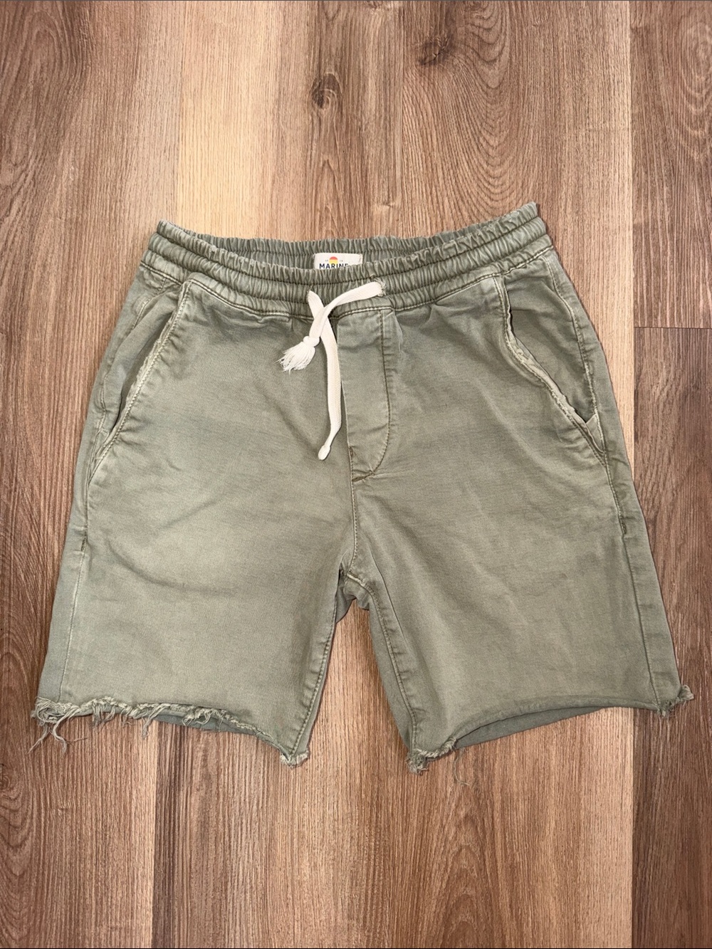 Marine Layer Cut Off Shorts Green Khaki Cotton Size Small